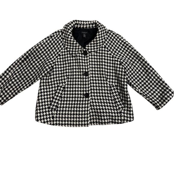 Rafaella Woman Houndstooth Wool Blend 16W Black White Jacket - Picture 1 of 7